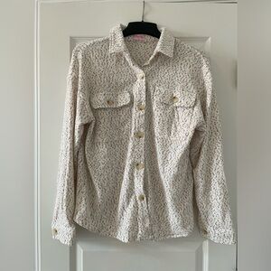 Pink Lily Smaller Acts Ivory Chenille Shacket